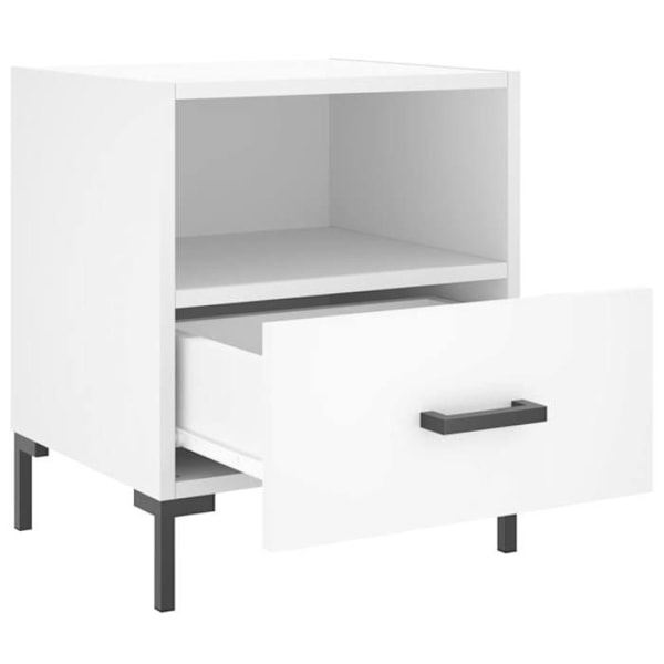 Sæt med 2 natborde med skuffe og åbent rum 40 x 35 x 47,5 cm hvidt ingeniørtræ DEC034921 Vit