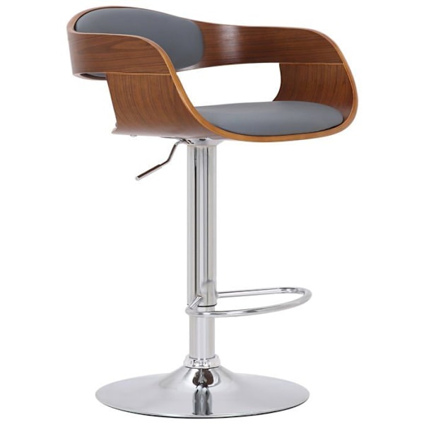 Barstol x1 retrodesign i valnöt, PVC grå och metall krom 10_0000811 kastanj