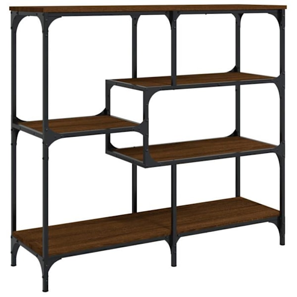 Praktisk konsolbord med opbevaringshylder 103 x 32 x 95 cm i brunt ingeniørtræ og metal DEC031855 kastanj