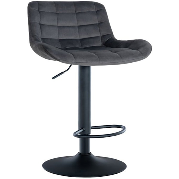 Barstol x1 sort metal sort, sæde i mørkegrå velour med stikninger 10_0005447 Grå