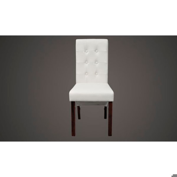 Matsalsstolar - Antik design - Set om 4 - Syntetiskt läder - Massivt trä - Inomhus Vit