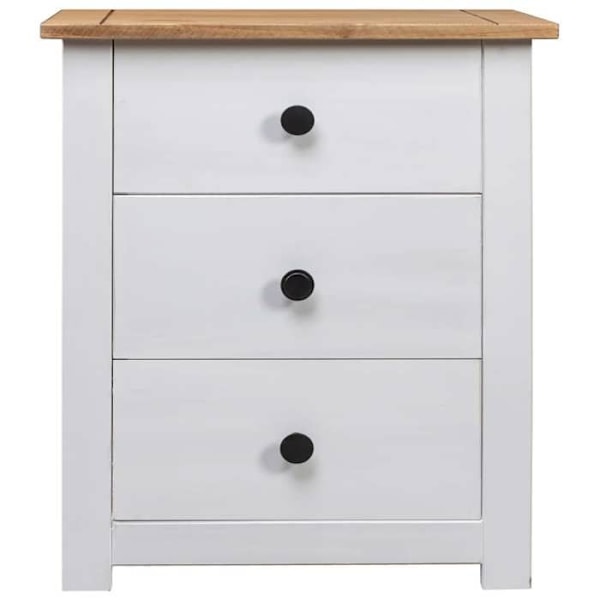 Natbord med 3 skuffer 46 x 40 x 57 cm massiv fyrretræ hvid DEC033412 Vit
