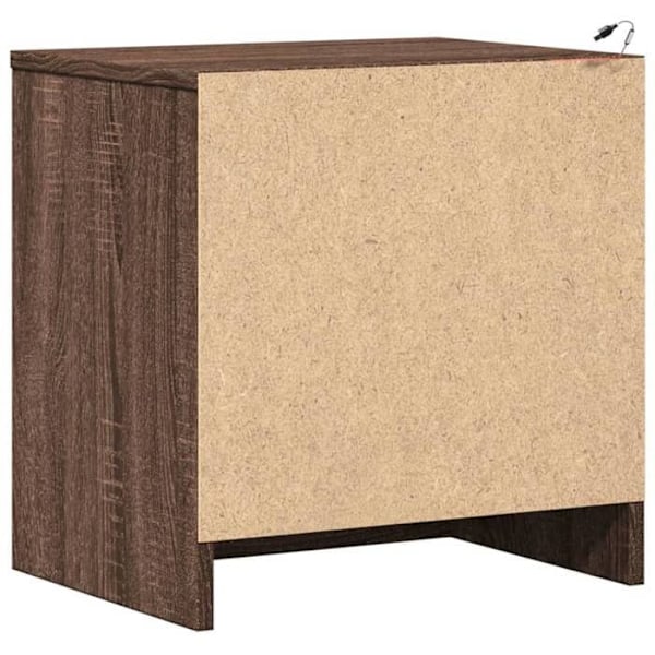 Sæt med 2 natborde med skuffer og LED 43 x 34 x 45 cm i brun ingeniørtræ DEC032847 kastanj