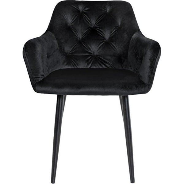 Set med 2 moderna, designade middagsstolar med vadderad sits i svart sammet 10_0001632 Svart