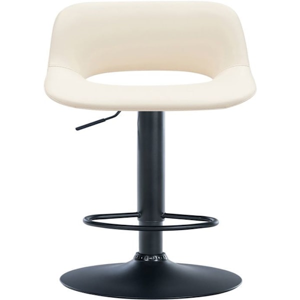 Barstol høj x1 med fodstøtte i creme PVC og sort metalben 10_0004585 Grädde