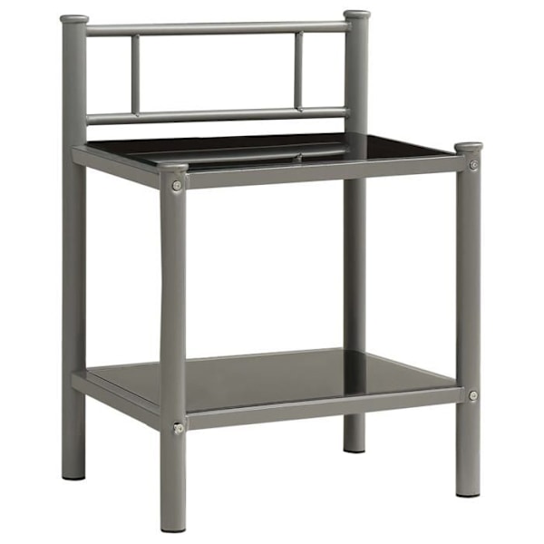 2 kpl yöpöytiä hyllyllä 45 x 34,5 x 60,5 cm mustaa metallia ja lasia DEC035411 Metall