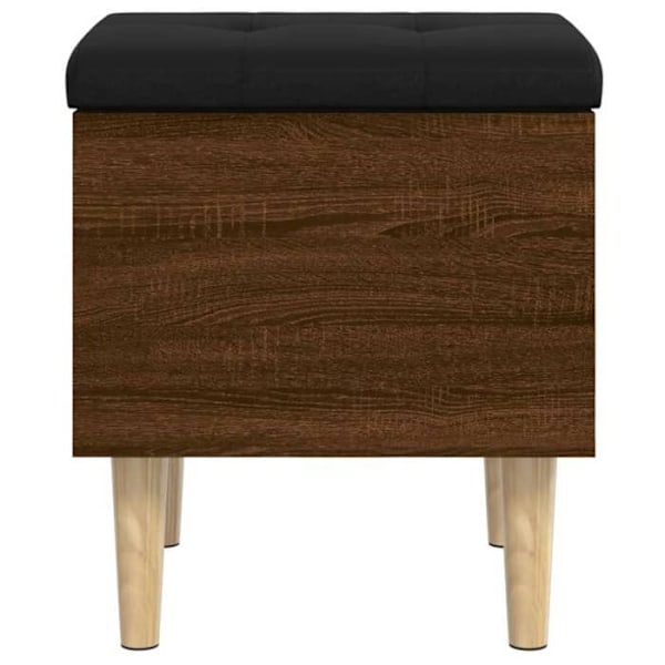 Bänk för förvaring med svart sittdyna 42 x 42 x 46 cm, trä i ekfärg brun DEC024737 kastanj
