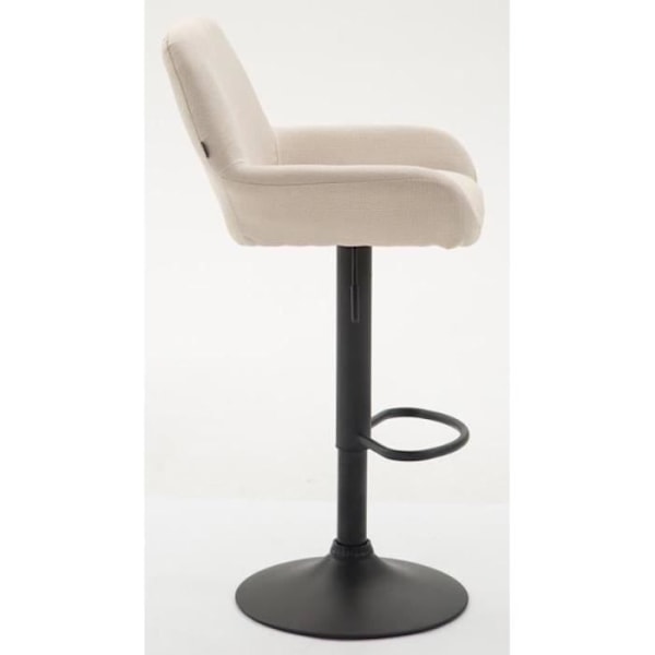 Barstole - Décoshop26 - TDB10226 - Creme stof - Sorte metal trumpetben - Justerbar 360° Grädde