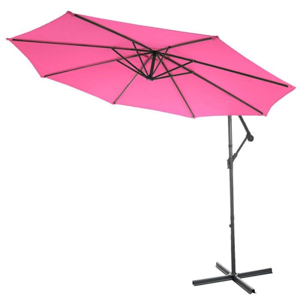 Parasolfodbold solbeskyttelse Ø 3m vippelig polyester/stål 11kg rosa med støtte Rosa