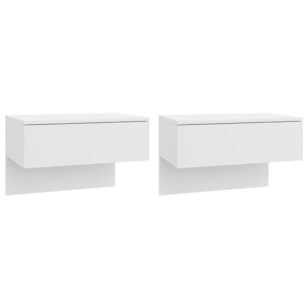 Set med 2 väggmonterade sängbord 60 x 40 x 40 cm i vitt ingenjörsträ DEC036028 Vit