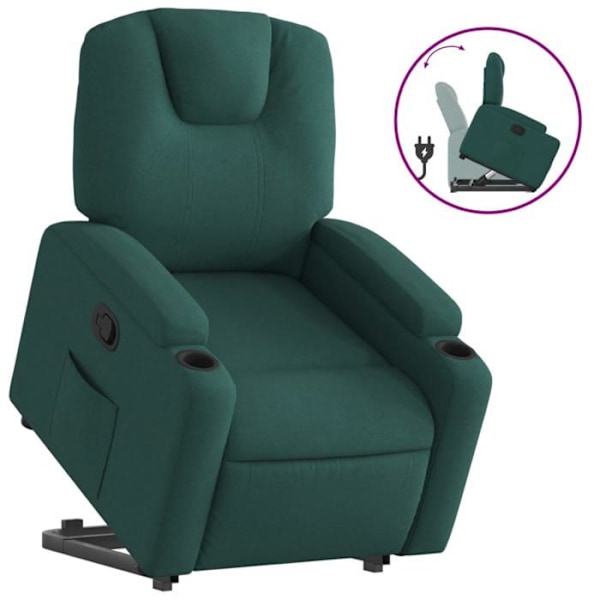 Fauteuil relax TV med komfortabel polstring, elektrisk løftefunktion i mørkegrøn stof DEC028222 Guld