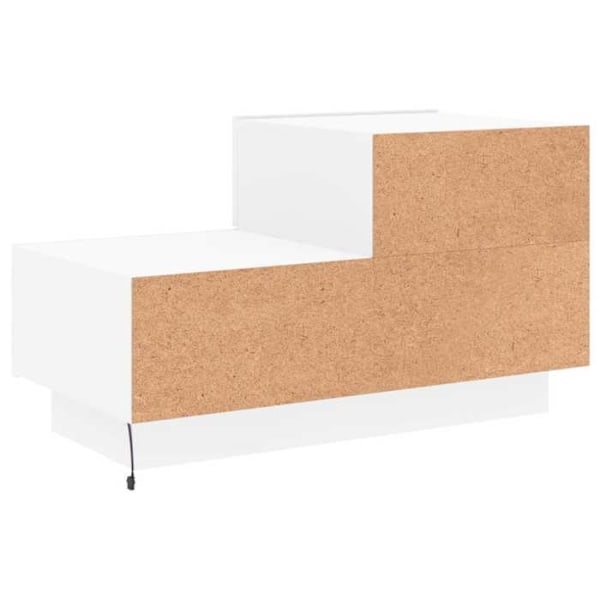 Nattbord med LED-lys og opbevaringsplads 70 x 36 x 40,5 cm i hvidt ingeniørtræ DEC033172 Vit
