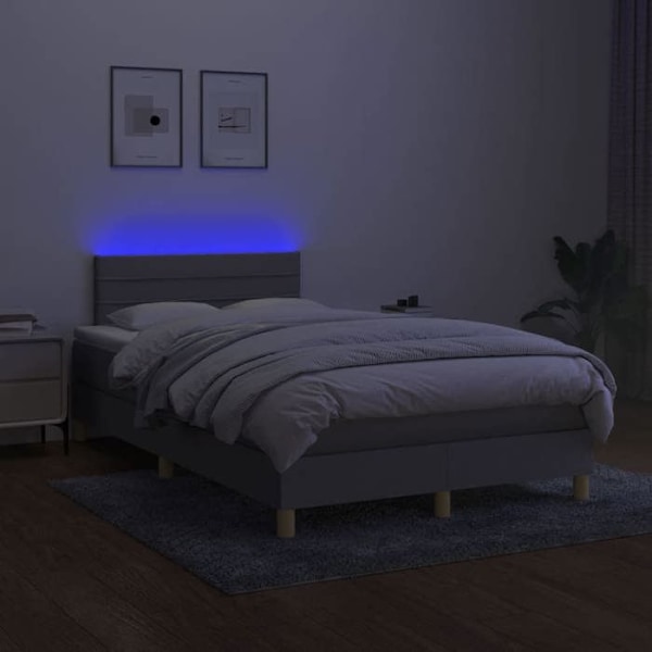 LED-sänkykehys - Ei määritelty - 120x200 cm - Vaaleanharmaa kangas - 1 paikka - Patja ja sänkyyn kuuluva pohja mukaan lukien Ljusgrått