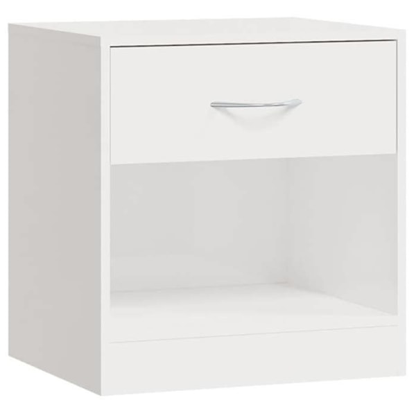 Set med 2 sängbord med låda 36,5 x 30,5 x 38 cm i vit högblanka ingenjörsträ DEC034843 Vit
