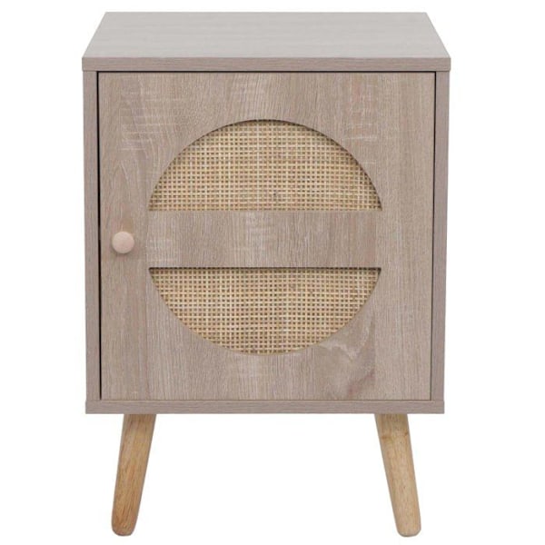 Nattens bord, sidebord med to opbevaringsrum i kubu, trælook eg og MDF 56x40x40 cm 04_0008529 kastanj