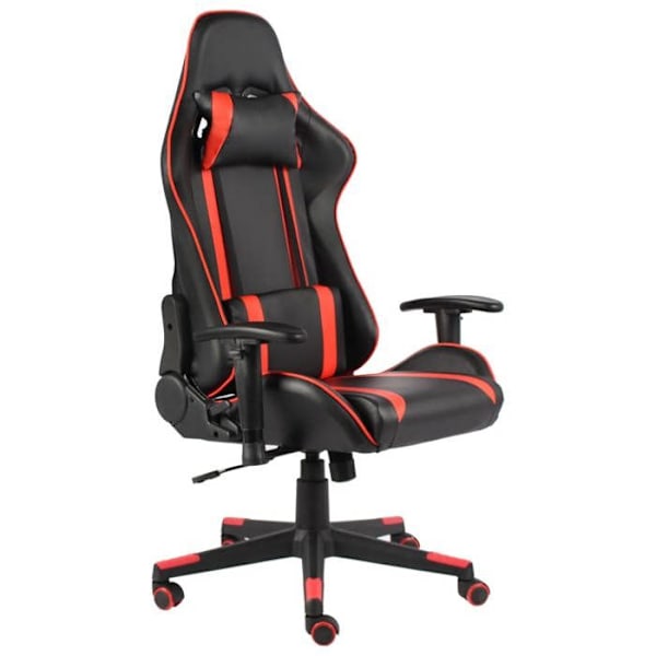 Kontor stol gaming stol med hjul, drejelig sæde i rødt PVC DEC026052 Röd