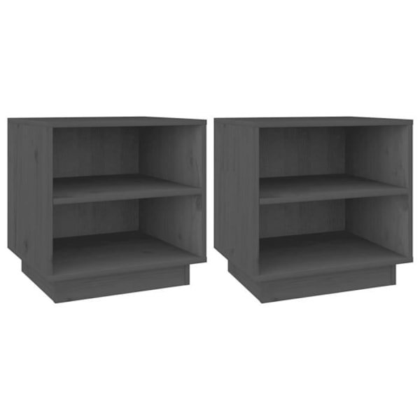Sæt med 2 natborde med åbent rum 40 x 34 x 40 cm i grå fyrretræ DEC035322 kastanj
