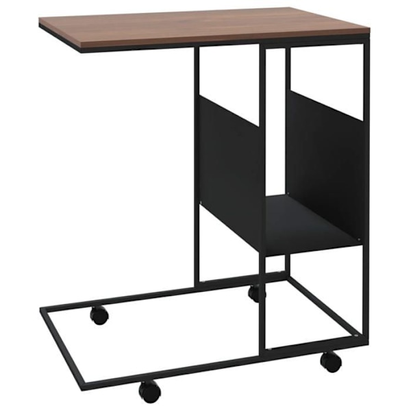 C-formet søgebord på hjul med hylde 55 x 36 x 63,5 cm sort ingeniørtræ DEC031301 kastanj