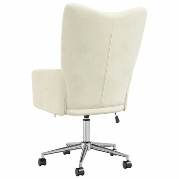 Moderne cremevelour loungestol sofa skrivebord på hjul DEC026636 Grädde
