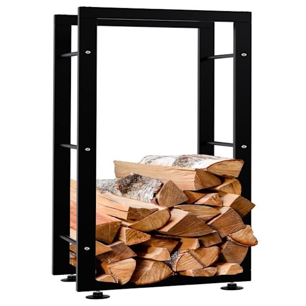 Kaminapuulaatikon hyllyteline 100x40x25 cm musta metalli 10_0003553 kastanj
