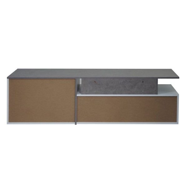 TV-hylly, jossa on kaksi suurta säilytystilaa ovilla, 45x161x40 cm, MDF, valkoinen betoniviimeistely 04_0007855 Vit