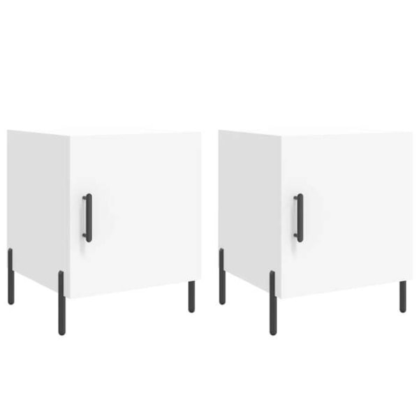 2 kpl yöpöytiä, joissa on ovi ja lokero 40 x 40 x 50 cm valkoinen ingenieeripuusta DEC034957 Vit