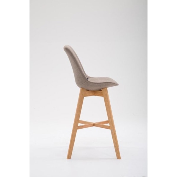 Barstol - Skandinavisk design - Taupe tyg - Höjd 112 cm - Ekträ - Modern Mol