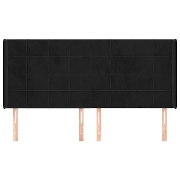 Sänggavel - Ej specificerad - 203x16x118/128 cm - Svart sammet - Klassisk stil - Öron Svart