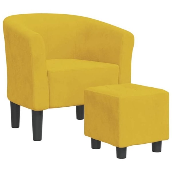 Moderne design loungestol med komfortabel sæde og gul velour fodskammel DEC026425 Gul
