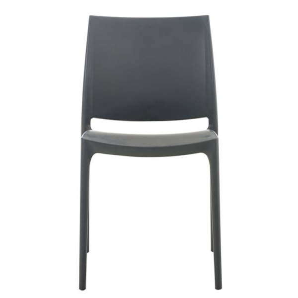 Grå plastträdgårdsstol med enkel design, stapelbar