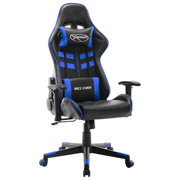 Kontorsstol gaming med hjul, armstöd i svart och blå PVC DEC025960 Blå