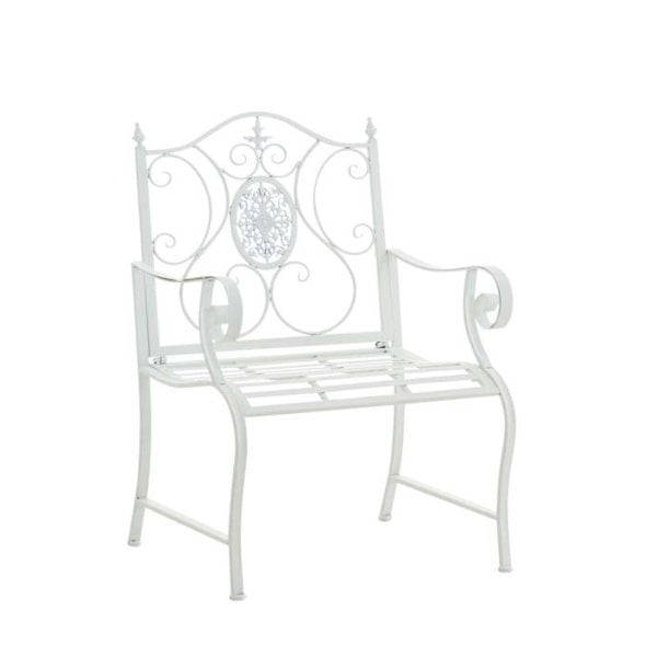 Havemøbel til balkon terrasse med armlæn design rustikt i hvid metal 10_0003027 Vit