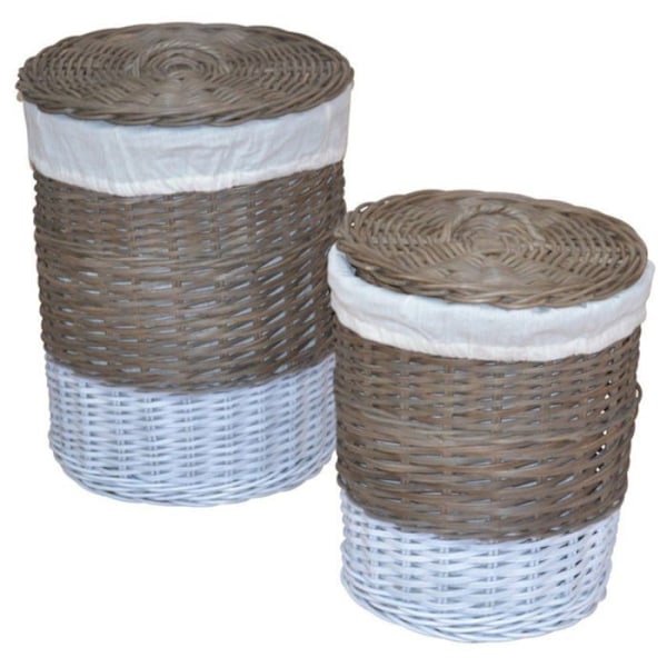 Set med 2 korgar för tvätt i handvävd kubu grå rattan DEC05045