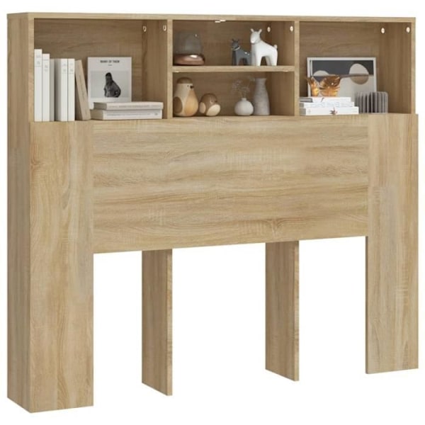Hovedgærde med opbevaring, sengetilbehør, natbord, hylde 120 x 19 x 103,5 MDF i egfarve