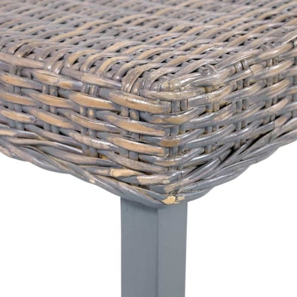 Bænk i kubu natur-rattan og massiv mango 110 grå