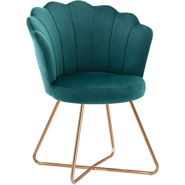 Retro design polstret stol i perlemor velour med krydsede gyldne ben
