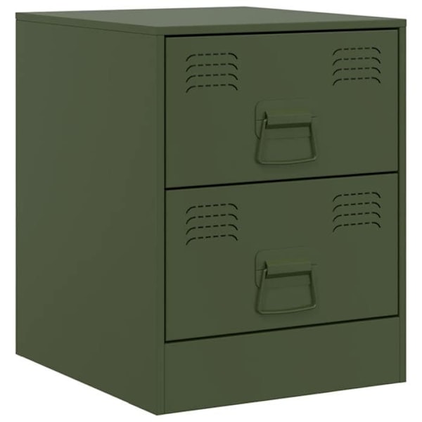 Set med 2 sängbord med två lådor 34,5 x 39 x 44 cm grön metall DEC035755 Grön