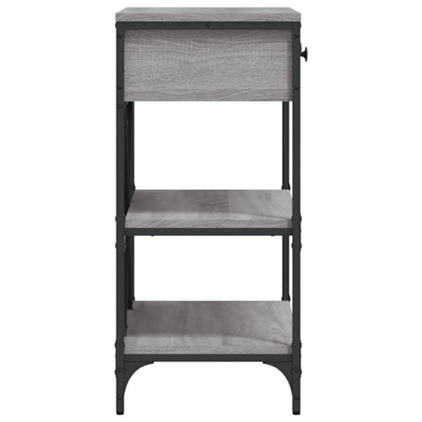 Pöytäkonsoli laatikoilla ja hyllyillä 75 x 34,5 x 75 cm harmaata insinööripuuta ja metallia DEC032244 kastanj