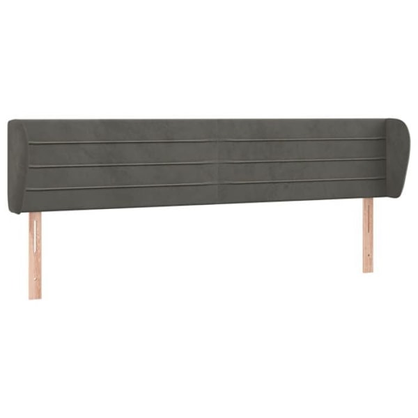 Hovedgærde til seng til soveværelse med sidekant 203 x 23 x 78/88 mørkegrå velour.