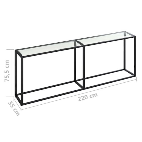 Konsolbord til entré, stue møbel 220 x 35 x 75,5 cm, hærdet glas, transparent og stål DEC032274 Transparent