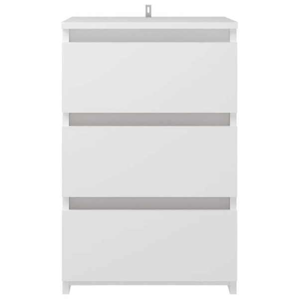 2 kpl yöpöytiä, joissa on 3 laatikkoa 40 x 35 x 62,5 cm valkoista lastulevyä DEC034945 Vit