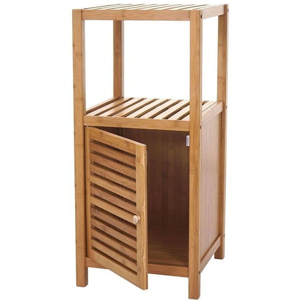 Etagère armoire möbel för badrum i bambu 80 x 36 x 34