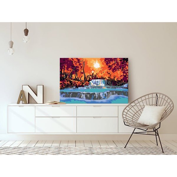 Målarset med egen design, färg efter nummer, mönster: Vattenfall 60 x 40.