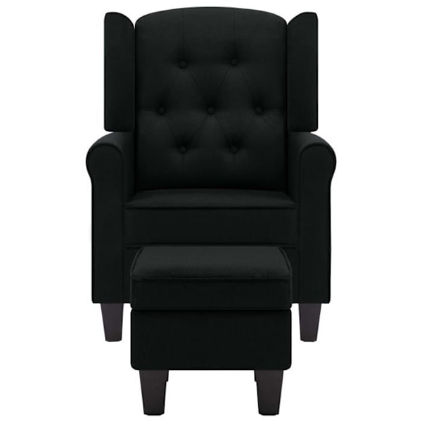 Moderne lounge stol med sort fodskamler, sort stof DEC026840 Svart