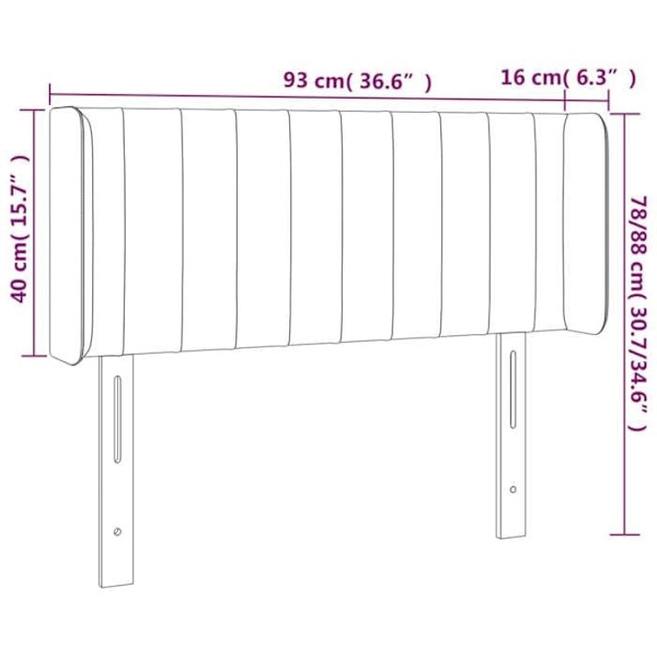 Sengehoved tilbehør til seng soveværelse møbel med LED 93 x 16 x 78/88 cm stof mørkegrå TDL0200982 Grå