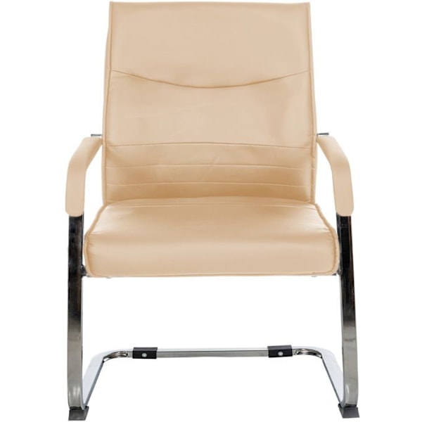Set med 2 kontorsfåtöljer besökarchairs utan hjul, metallkromställning och sits i kaki PVC 10_0003096 Metall