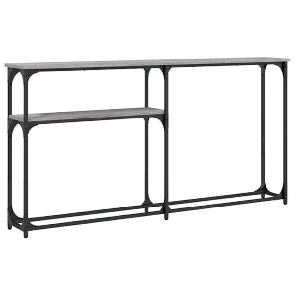 Toiminnallinen ja tyylikäs konsolipöytä hyllyillä 145 x 22,5 x 75 cm harmaata insinööripuuta ja metallia DEC032217 kastanj