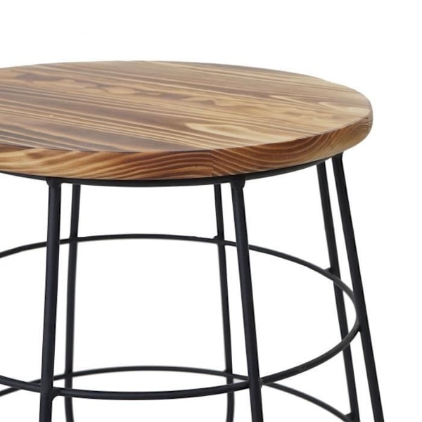 Kantebord natbord træ taburet industrielt design Ø35cm MDJ04119