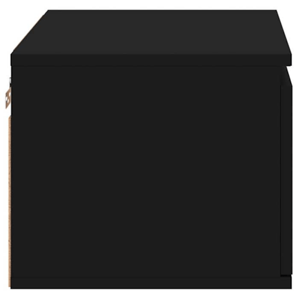 Sæt med 2 væghængte natborde med LED-lys og skuffe 50 x 36 x 30 cm i sort ingeniørtræ DEC036160 kastanj