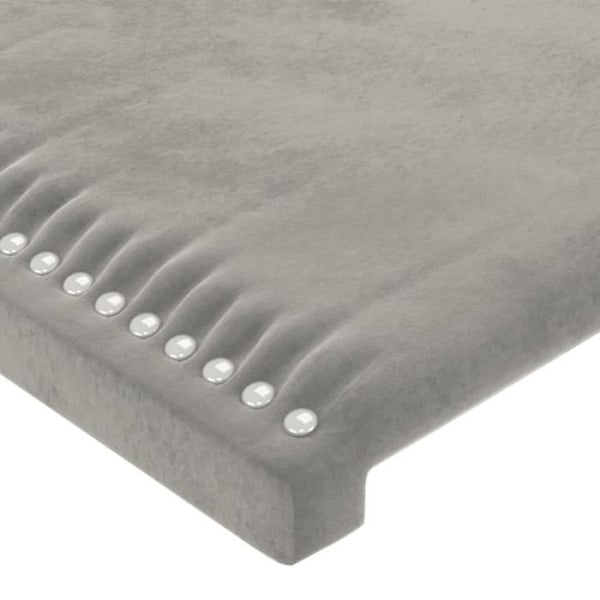 Hovedgærde accessory til seng soveværelse møbel med LED 90 x 5 x 118/128 lysegrå velour